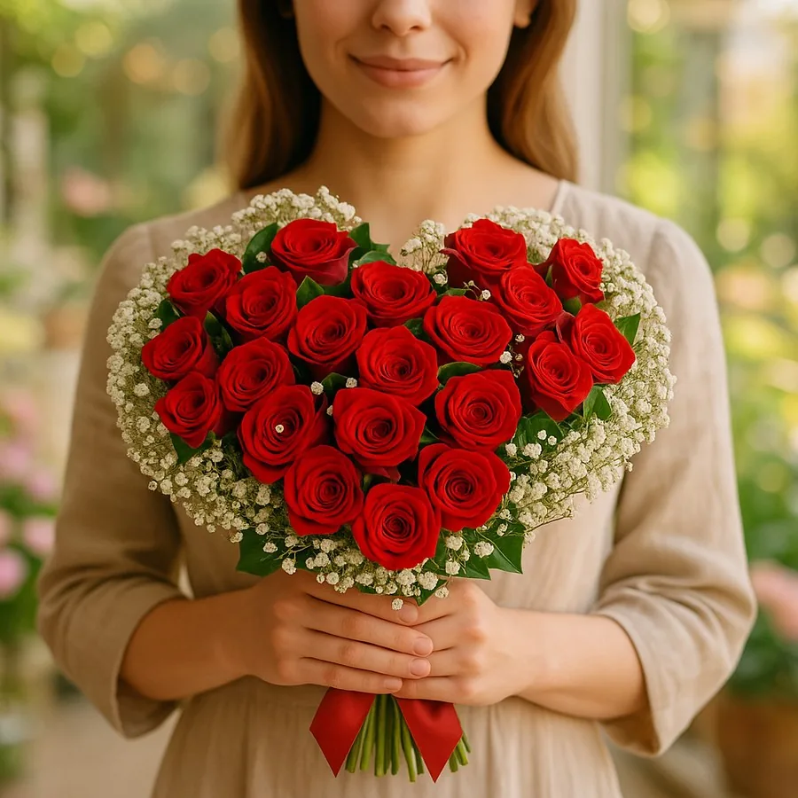 27 Red Rose Heart Bouquet