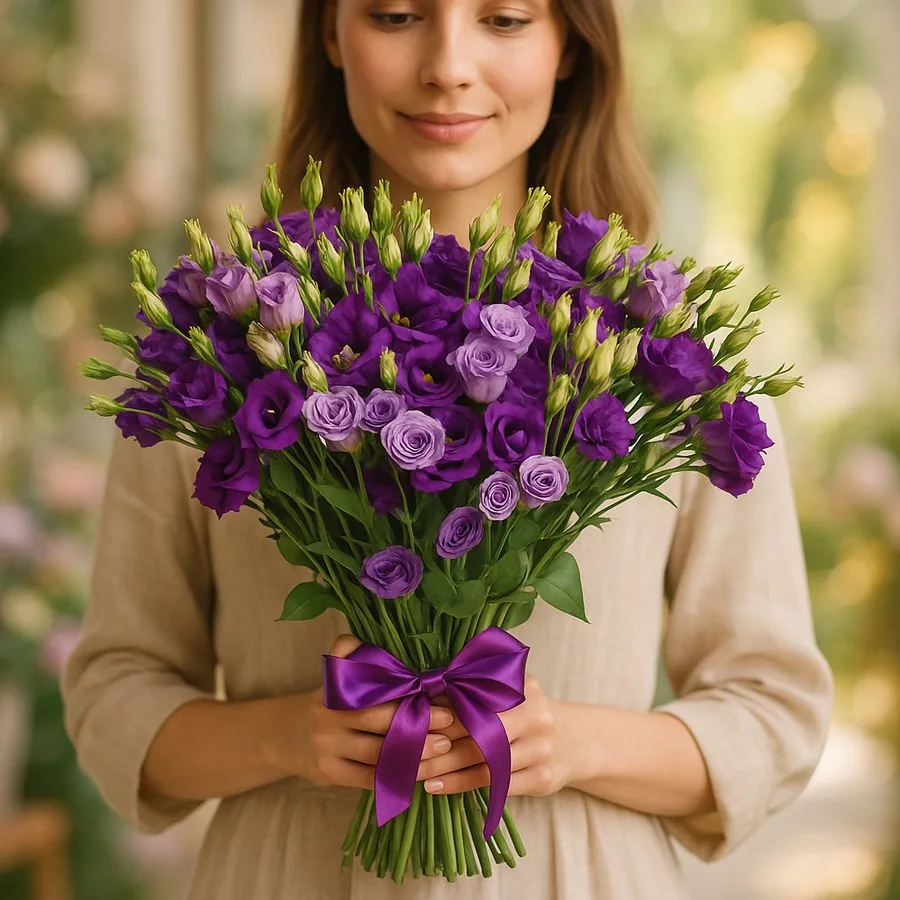51 Mor Lisianthus Buketi